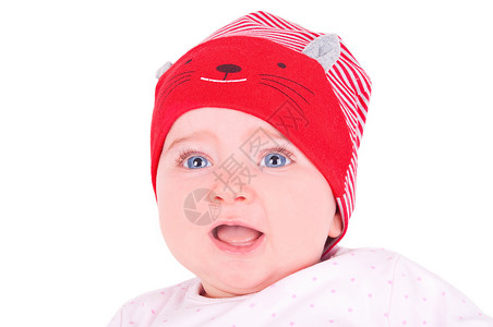 戴红帽子的女婴图片