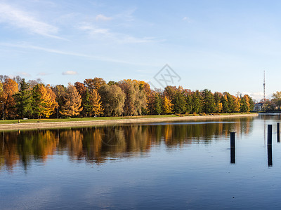 俄罗斯SanktPeterburg的秋天公园阳光图片