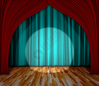 背景舞台灯光窗帘和木地板的室内背景产品展示室内剧院室内舞台背图片