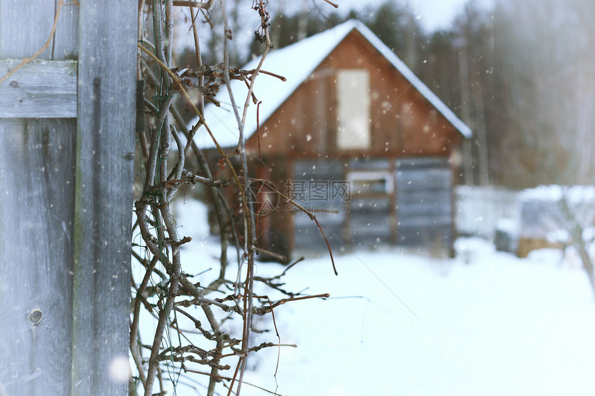冬天乡村的房子图片