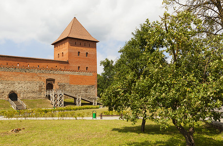 石头建筑采取滥用四边形的式与两个角塔前面有果树利兹城堡是抵御十字军的防线的一部分现在它背景图片