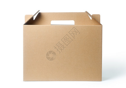 白色背景上孤立的棕色包装纸盒图片