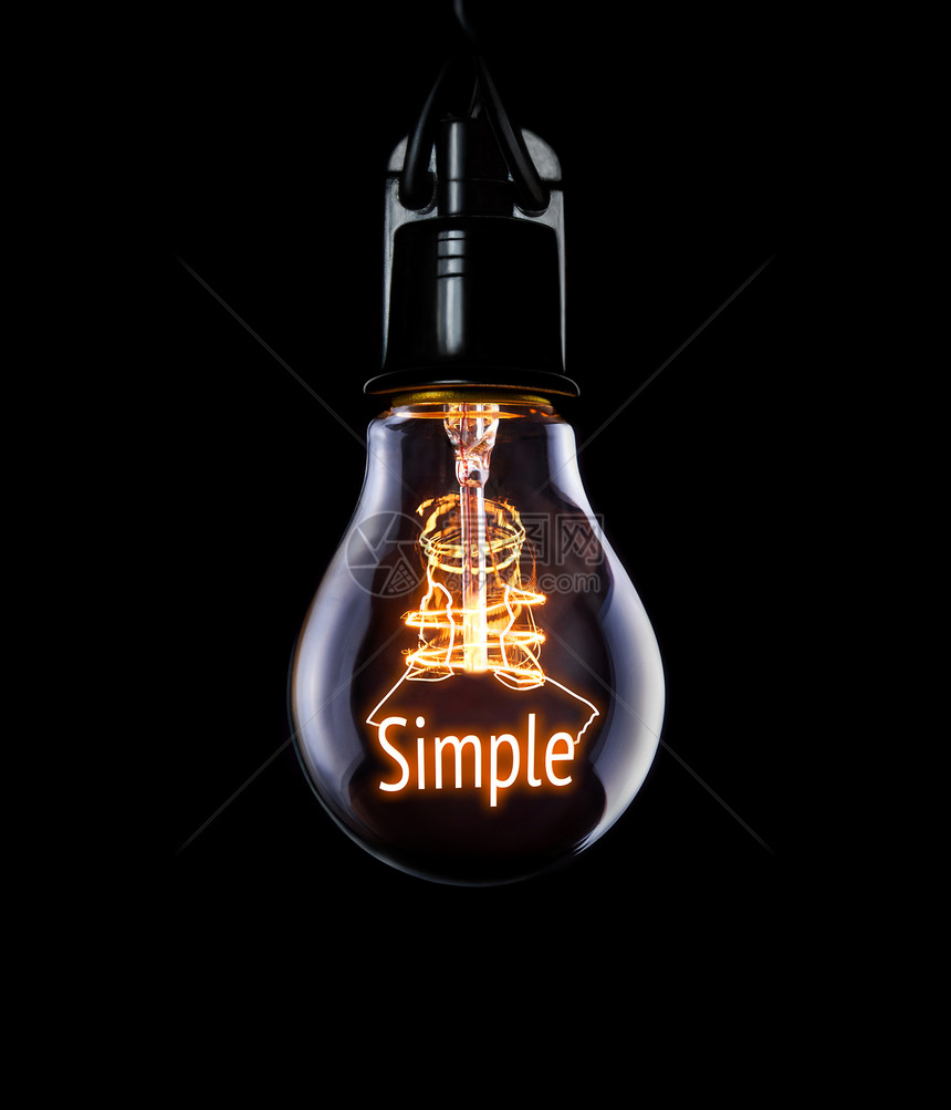 悬挂灯泡与发光的简单概念图片