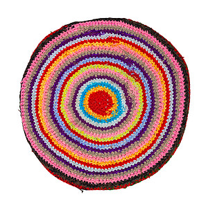 传统俄罗斯圆形编织板手工制作的孤立在图片