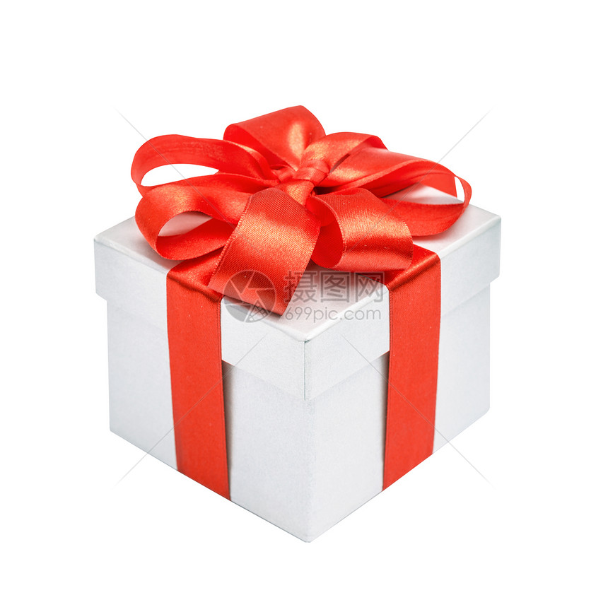 圣情人节礼物盒上面装着红色的披萨弓图片