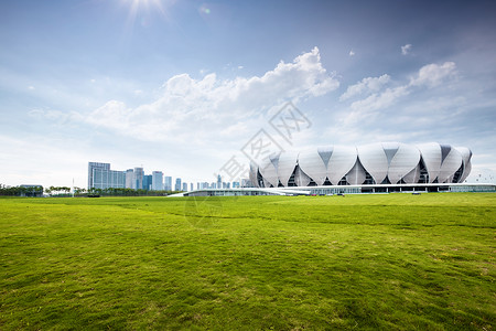 杭州奥林匹亚体育场从带太阳光图片