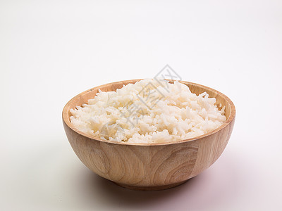 碗上装满米饭放在白色背景上图片