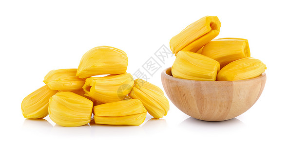 木碗里的RipeJackfruit在白色图片