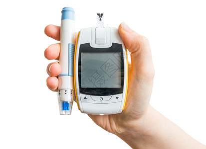 糖尿病患者手持血压计和针头图片