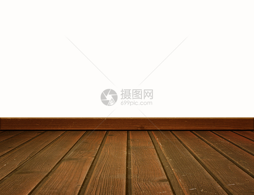 木地板上白色孤立图片