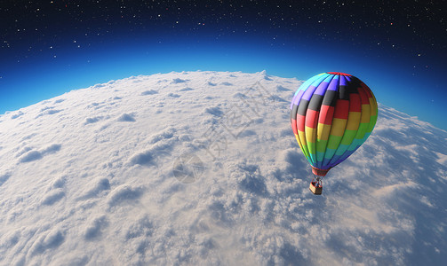 气球在云层覆盖的行星上飞过这高清图片