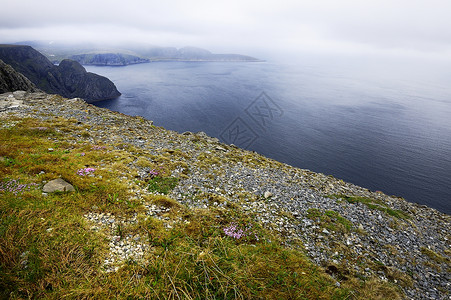 Nordkapp的仲夏海雾高清图片