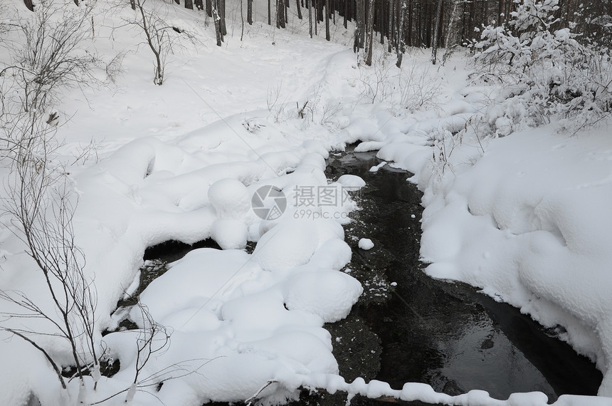 仙的冬季风景有溪图片