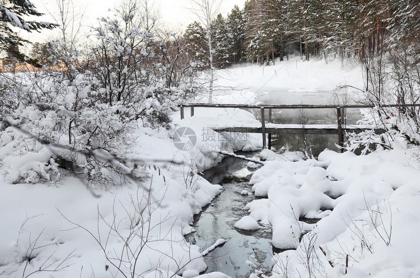 仙的冬季风景有溪图片