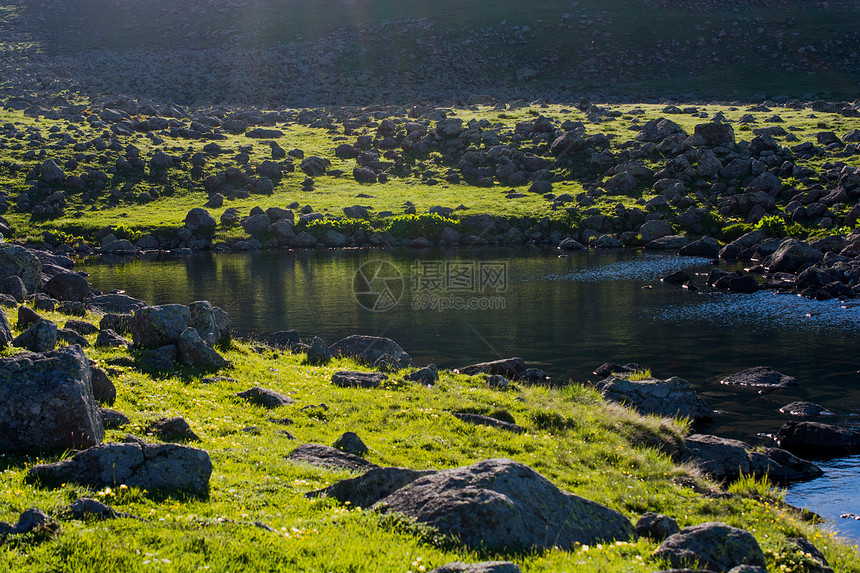 土耳其Artvin省绿色自然背景高原湖图片