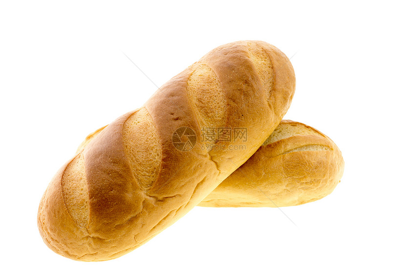 长条面包上白色孤立图片