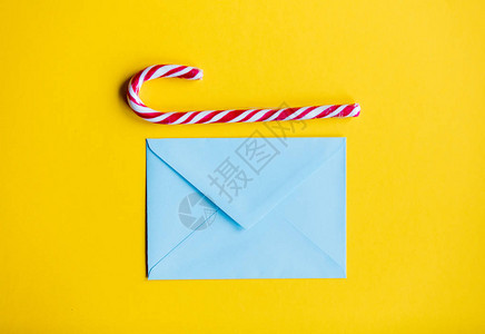 蓝色圣诞信封和黄色图片