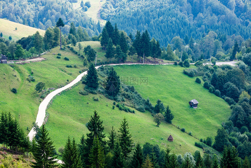 喀尔巴阡山脉山路和森林桥梁的图片
