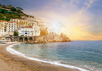 阿马尔菲海岸美丽的风景地中海南部意大利重要的旅游图片