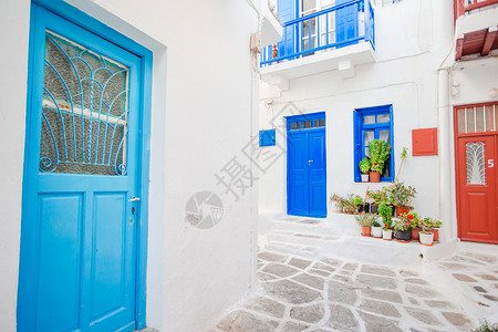 希腊Mykonos狭小街道图片