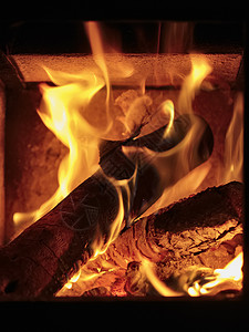 柴火在炉子里燃烧图片