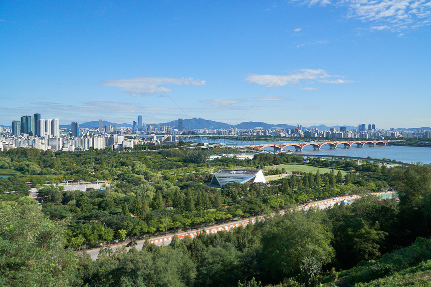 韩国首尔麻浦区城市景观与摩天大楼世界图片