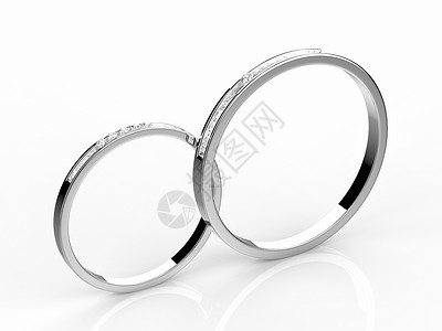 白色背景上的铂金结婚戒指图片