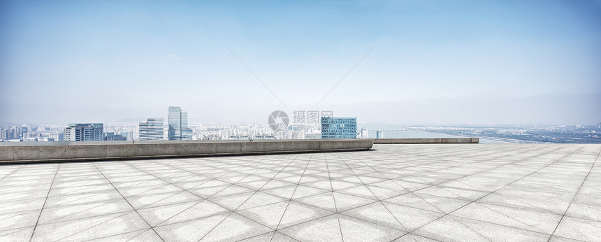 从砖楼看杭州新城的市景观和天际线图片