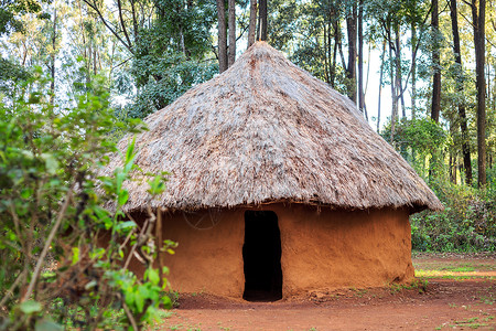 基库尤肯尼亚人的传统部落传统小屋内罗毕背景