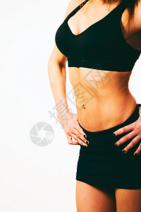浅色背景下的女健身概念图片