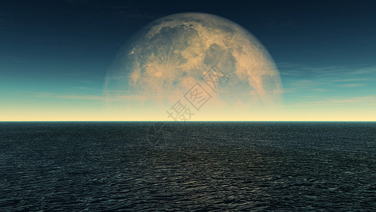 海洋和满月日图片
