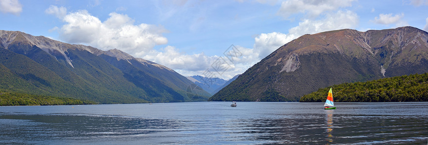 新西兰Panorama的Nelson湖区的Rotoiti湖图片