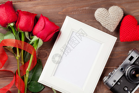 情人节玫瑰照片框架反光相机图片