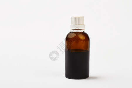 有咳嗽糖浆的瓶子孤立的棕色瓶子治疗你图片