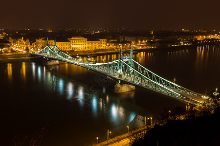 在布达佩斯一个寒冷的夜晚绿化的彩色图片
