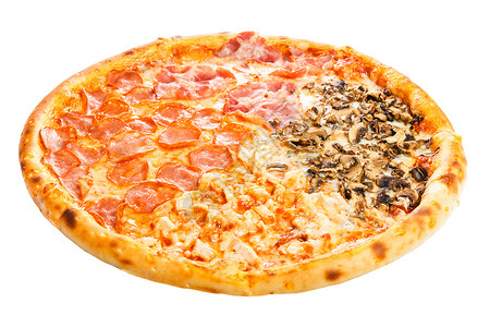 美味的经典意大利披萨有辣鸡肉图片