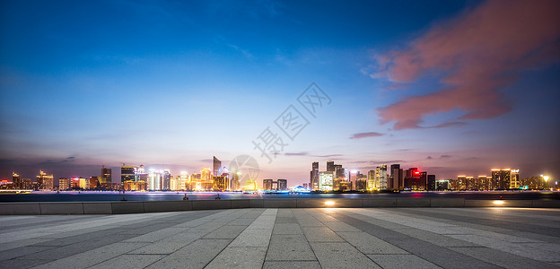 空荡的杭州新城夜景背景图片