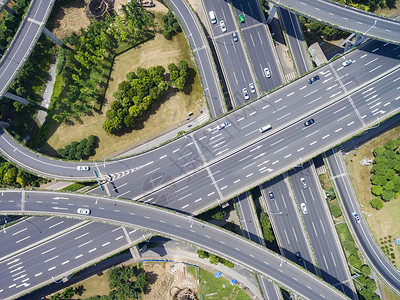 高速公路立交桥鸟瞰图背景图片