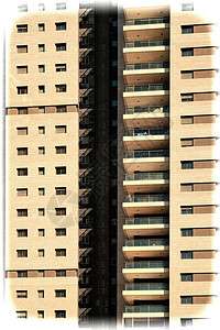 民居的门面与一排谐波窗户以色列大众建筑多房间公寓的窗户和阳台复古图片