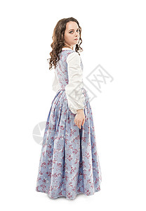 穿着长中世纪长裙的年轻美女背景图片