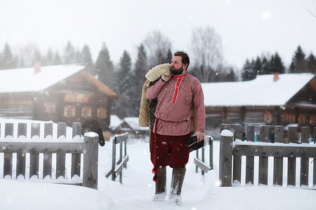 俄罗斯中世纪农民传统冬季图片