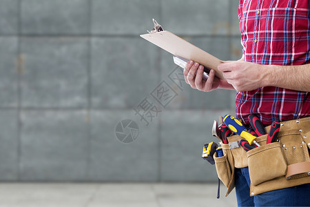 建造者建筑工人和建筑工人的设备关背景图片