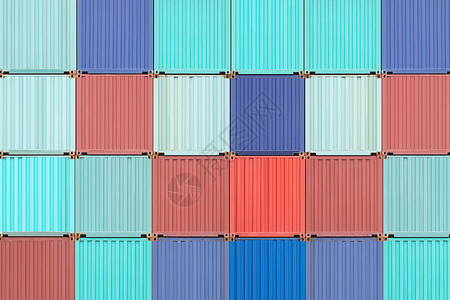 多模态船坞集装箱运输的彩色堆栈背景