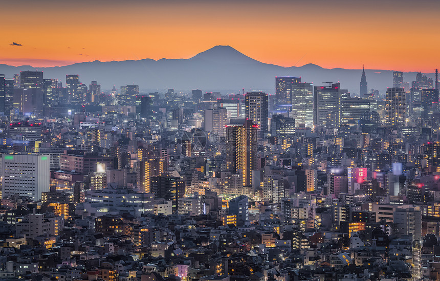 东京夜景与富士山图片