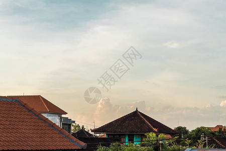 日落时间的巴厘岛风景村庄巴厘岛图片