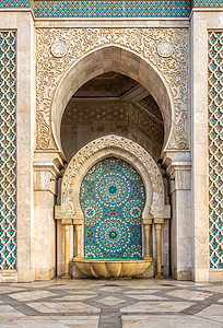 摩洛哥卡萨布兰卡HasanII号清真寺喷泉图片