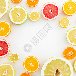 水果背景白色背景的新鲜柑橘制品图片