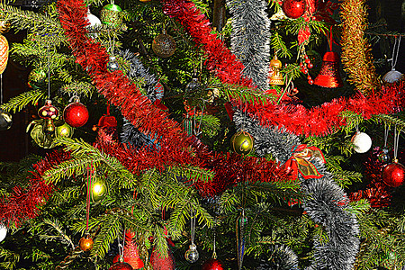 冬季假日圣诞树装饰图片
