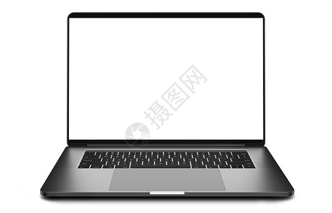 白色背景深铝体的空白屏幕被隔开的手提电脑图片
