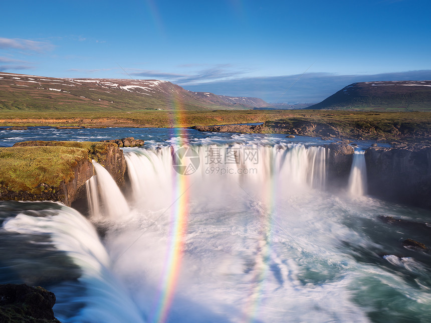 Godafos瀑布和彩虹冰岛欧洲美图片